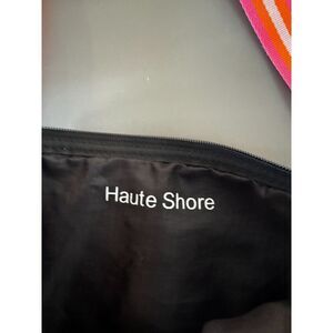 Haute Shore sling bag quilted puffer, canvas strap, black